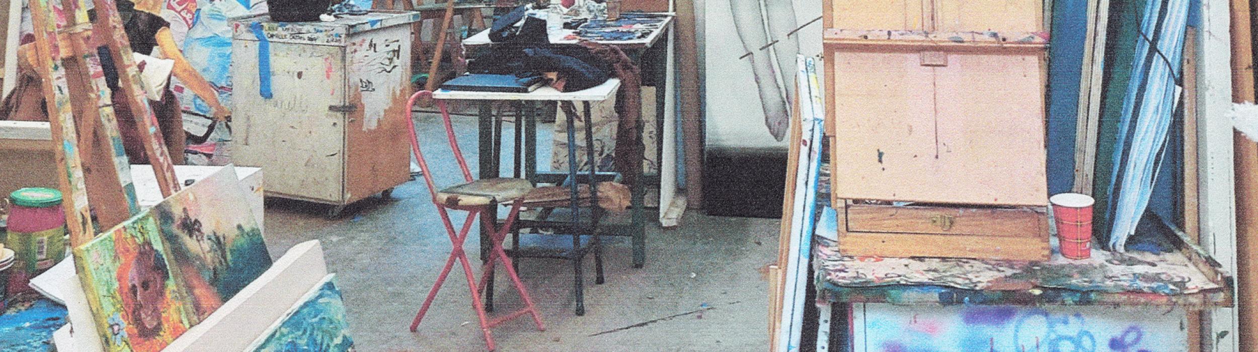 Vue de l'atelier de Djamel Tatah aux Beaux-Arts de Paris