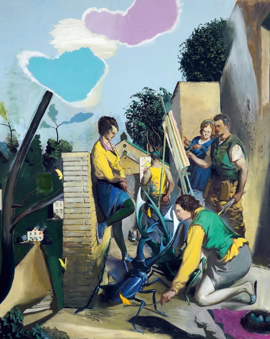 Tableau représentant un groupe de personnages en train de peindre