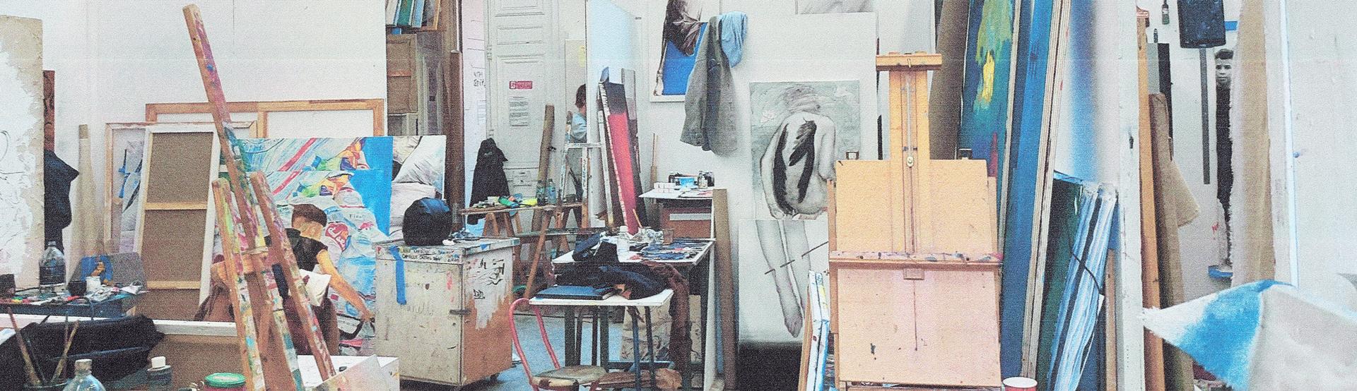 Vue de l'atelier de Djamel Tatah aux Beaux-Arts de Paris