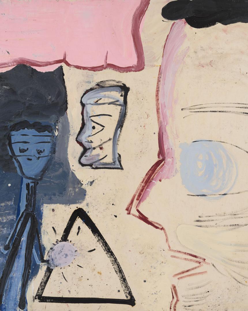 Rose Wylie, "Henry Triangle" (détail), 1996. Huile sur toile, 183,3 x 164 cm. Courtesy de l’artiste et de David Zwirner, London © Jack Hems