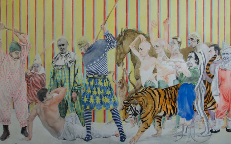 Assan Smati, "Parade" (détail), 2015, huile sur toile. Courtesy de l'artiste © Adagp, Paris, 2024. © Tobias Brackmann