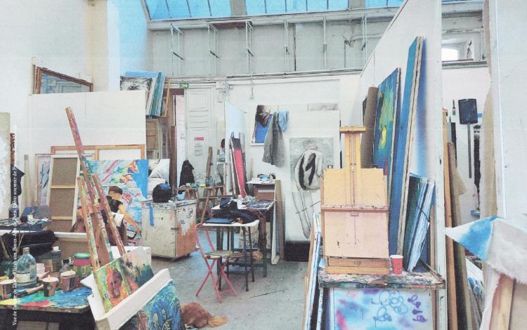 Vue de l'atelier de Djamel Tatah aux Beaux-Arts de Paris